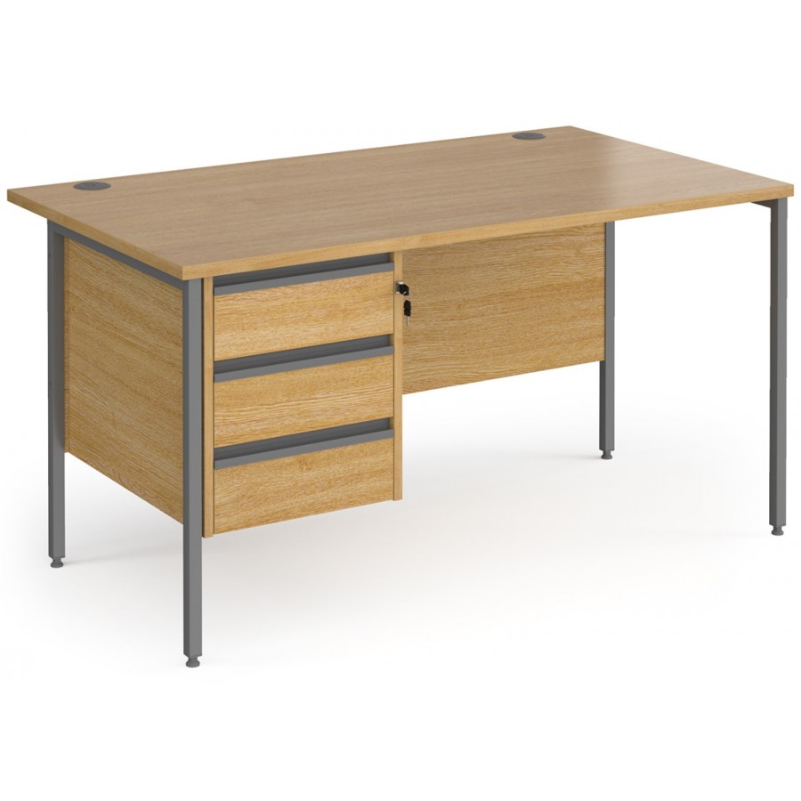 Harlow Straight Desk with 3 Drawer Pedestal